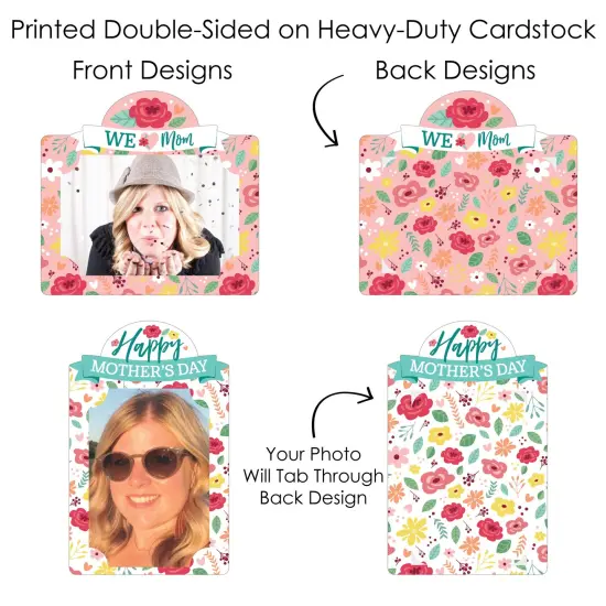 Big Dot of Happiness Colorful Floral Happy Mother's Day - We Love Mom Party Picture Centerpiece Sticks - Photo Table Toppers - 15 Pieces {7}