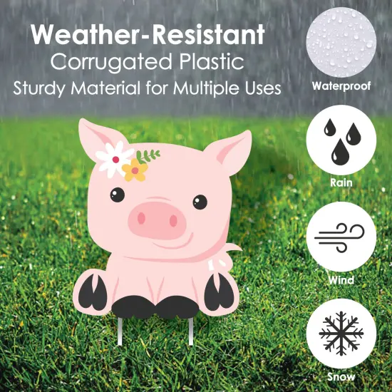 Big Dot of Happiness Girl Farm Animals - Yard Sign and Outdoor Lawn Decorations - Pink Barnyard Baby Shower or Birthday Party Yard Signs - Set of 8 {4}