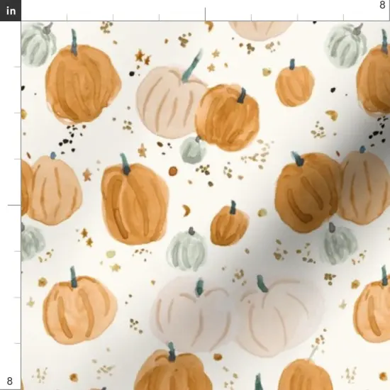 Various Fabrics by the Yard or Fat Quarter Autumn Fall Halloween Pumpkins Watercolor Stars Custom Printed Fabric by Spoonflower {4}