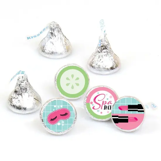 Big Dot of Happiness Spa Day - Girls Makeup Party Round Candy Sticker Favors - Labels Fits Chocolate Candy (1 sheet of 108) {1}