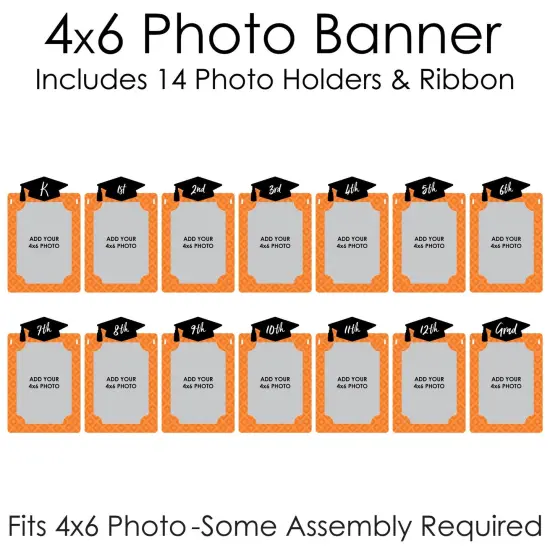 Big Dot of Happiness Orange Grad - Best is Yet to Come - DIY Orange Graduation Party Decor - K-12 School Picture Display - Photo Banner {6}