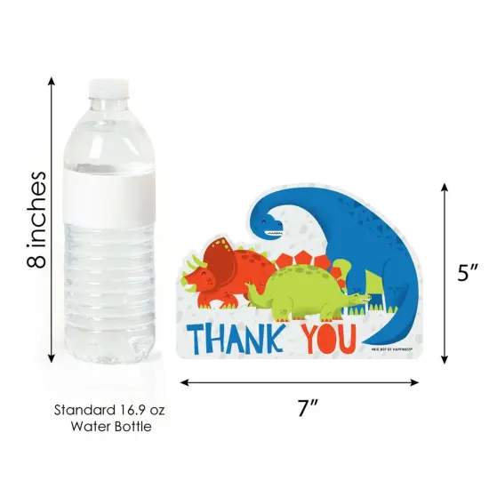 Big Dot of Happiness Roar Dinosaur - Shaped Thank You Cards - Dino Mite Baby Shower or Birthday Party Thank You Note Cards with Envelopes - Set of 12 {7}