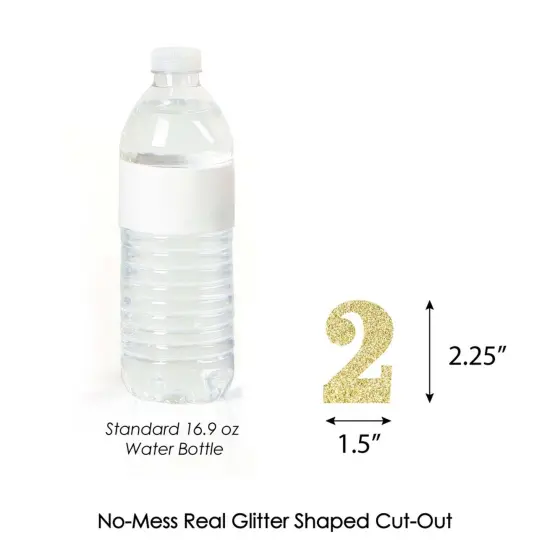 Big Dot of Happiness Gold Glitter 2 - No-Mess Real Gold Glitter Cut-Out Numbers - 2nd Birthday Party Confetti - Set of 24 {4}
