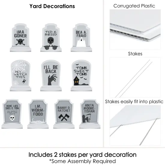 Big Dot of Happiness Funny Tombstones - Graveyard Lawn Decorations - Halloween Yard Decorations - 10 Piece {7}