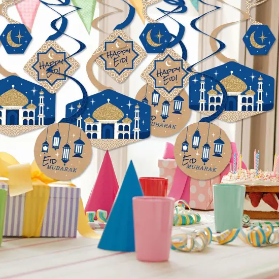 Big Dot of Happiness Ramadan - Eid Mubarak Hanging Decor - Happy Eid Party Decoration Swirls - Set of 40 {3}