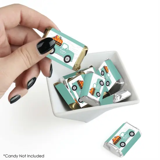 Big Dot of Happiness Happy Fall Truck - Mini Candy Bar Wrapper Stickers - Harvest Pumpkin Party Small Favors - 40 Count {3}