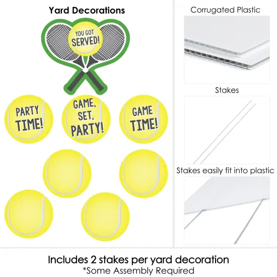 Big Dot of Happiness You Got Served - Tennis - Yard Sign & Outdoor Lawn Decorations - Baby Shower or Tennis Ball Birthday Party Yard Signs - Set of 8 {6}