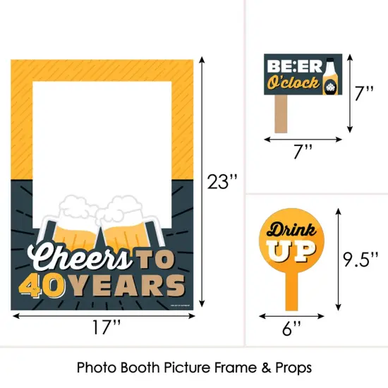 Big Dot of Happiness Cheers and Beers to 40 Years - 40th Birthday Party Selfie Photo Booth Picture Frame and Props - Printed on Sturdy Material {6}