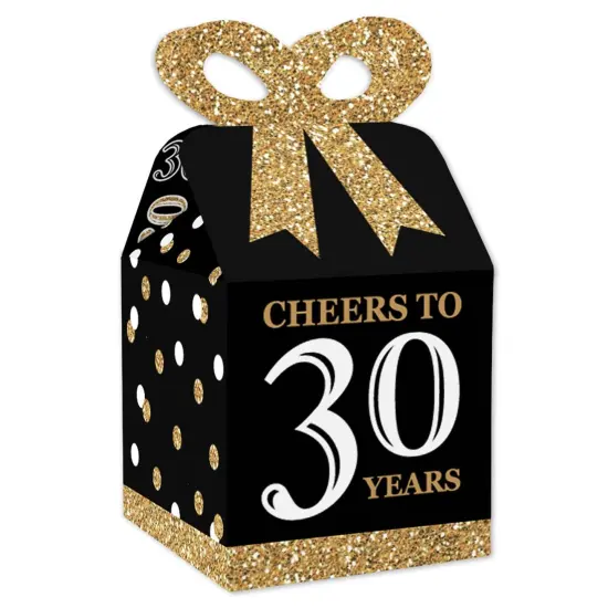 Big Dot of Happiness Adult 30th Birthday - Gold - Square Favor Gift Boxes - Birthday Party Bow Boxes - Set of 12 {1}
