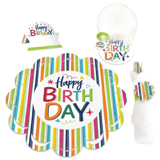 Big Dot of Happiness Cheerful Happy Birthday - Colorful Birthday Party Paper Charger and Table Decorations - Chargerific Kit - Place Setting for 8 {1}
