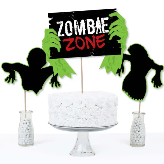 Big Dot of Happiness Zombie Zone - Halloween or Birthday Zombie Crawl Party Centerpiece Sticks - Table Toppers - Set of 15 {4}