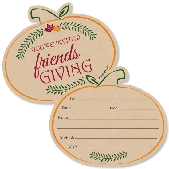 Big Dot of Happiness Friends Thanksgiving Feast - Shaped Fill-in Invitations - Friendsgiving Party Invitation Cards with Envelopes - Set of 12 {1}