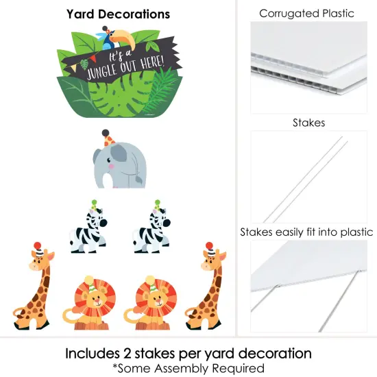 Big Dot of Happiness Jungle Party Animals - Yard Sign & Outdoor Lawn Decorations - Safari Zoo Animal Birthday or Baby Shower Yard Signs - Set of 8 {6}