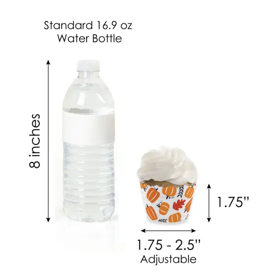 Big Dot of Happiness Fall Pumpkin - Cupcake Decoration - Halloween or Thanksgiving Party Cupcake Wrappers and Treat Picks Kit - Set of 24 {7}