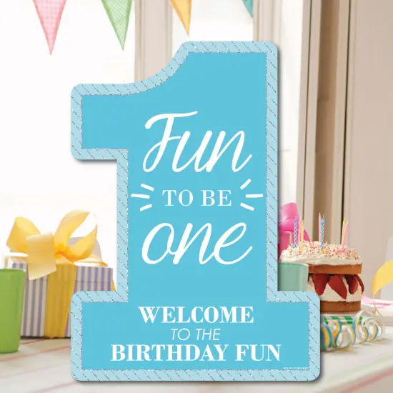 Big Dot of Happiness 1st Birthday Boy - Fun to be One - Party Decorations - First Birthday Party Welcome Yard Sign {7}