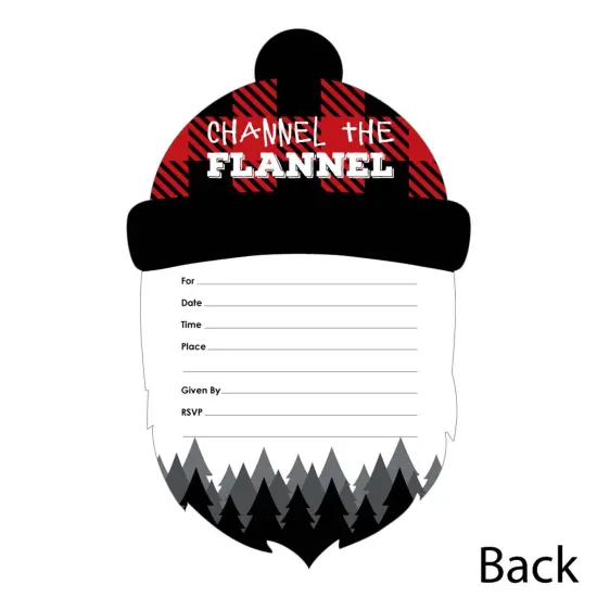 Big Dot of Happiness Lumberjack - Channel the Flannel - Shaped Fill-in Invitations - Buffalo Plaid Party Invitation Cards with Envelopes - Set of 12 {4}