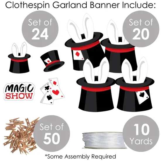 Big Dot of Happiness Ta-Da, Magic Show - Magical Birthday Party DIY Decorations - Clothespin Garland Banner - 44 Pieces {6}