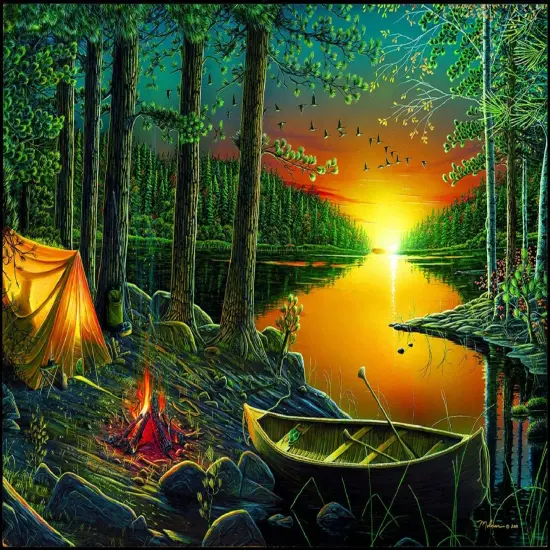 Sunsout Evening by the Lake 550 pc Jigsaw Puzzle 51844 {1}