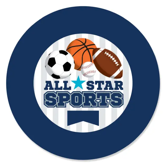 Big Dot of Happiness Go, Fight, Win - Sports - Baby Shower or Birthday Party Circle Sticker Labels - 24 Count {1}