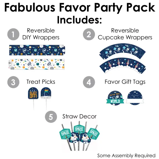 Big Dot of Happiness Blast Off to Outer Space - Rocket Ship Baby Shower or Birthday Party Favors and Cupcake Kit - Fabulous Favor Party Pack - 100 Pc {3}