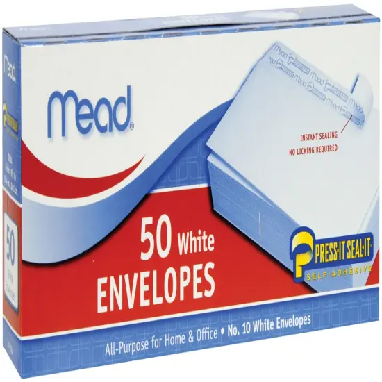 Mead Boxed Peel & Stick Envelopes 4.125"X8.5" 50/Pkg-Regular #10 {1}