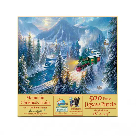 Sunsout Mountain Christmas Train 500 pc Christmas Jigsaw Puzzle 69830 {4}