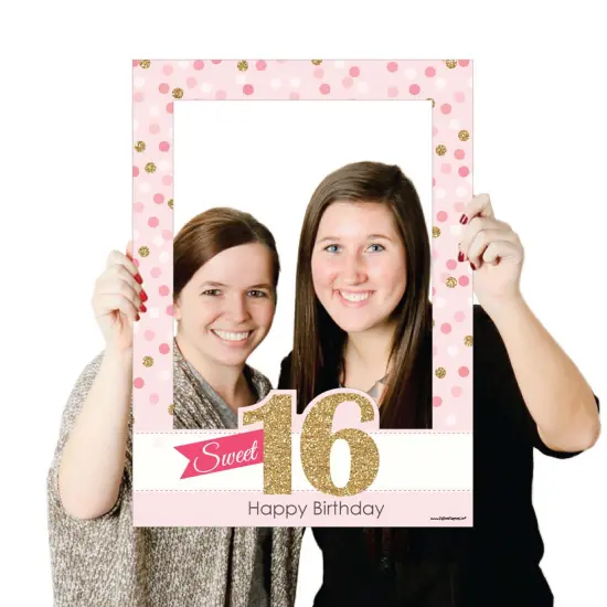 Big Dot of Happiness Sweet 16 - Birthday Party Selfie Photo Booth Picture Frame and Props - Printed on Sturdy Material {4}