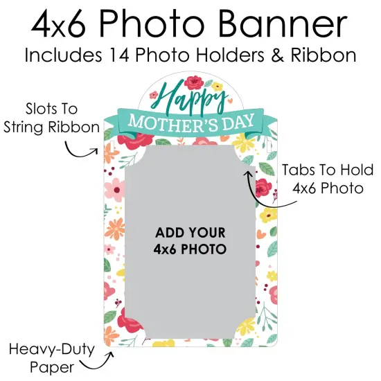 Big Dot of Happiness Colorful Floral Happy Mother's Day - DIY We Love Mom Party Decor - Picture Display - Photo Banner {7}