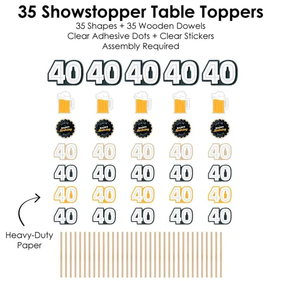 Big Dot of Happiness Cheers and Beers to 40 Years - 40th Birthday Party Centerpiece Sticks - Showstopper Table Toppers - 35 Pieces {7}