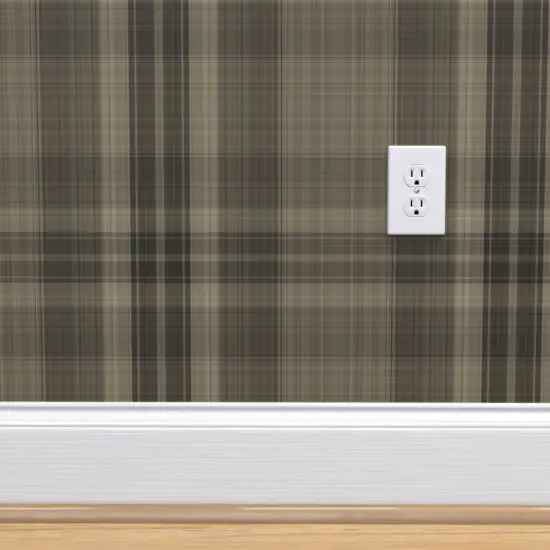 Peel & Stick Wallpaper 2FT Wide Rustic Brown Plaid Masculine Tartan Check Neutral Tones Browns Custom Removable Wallpaper by Spoonflower {4}