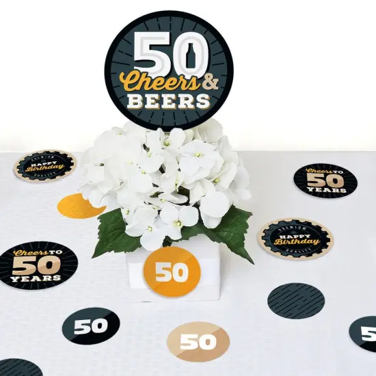 Big Dot of Happiness Cheers and Beers to 50 Years - 50th Birthday Party Giant Circle Confetti - Party Decorations - Large Confetti 27 Count {7}