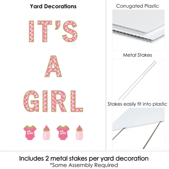 Big Dot of Happiness It's A Girl - Yard Sign Outdoor Lawn Decorations - Girl Baby Shower and Baby Announcement Yard Signs {6}