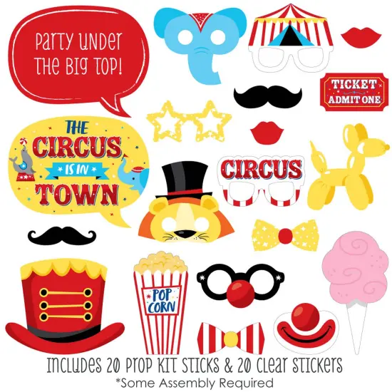 Big Dot of Happiness Carnival - Step Right Up Circus - Carnival Themed Party Photo Booth Props Kit - 20 Count {3}
