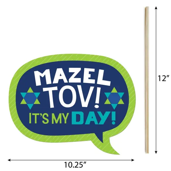 Big Dot of Happiness Funny Blue Bar Mitzvah - Boy Party Photo Booth Props Kit - 10 Piece {6}