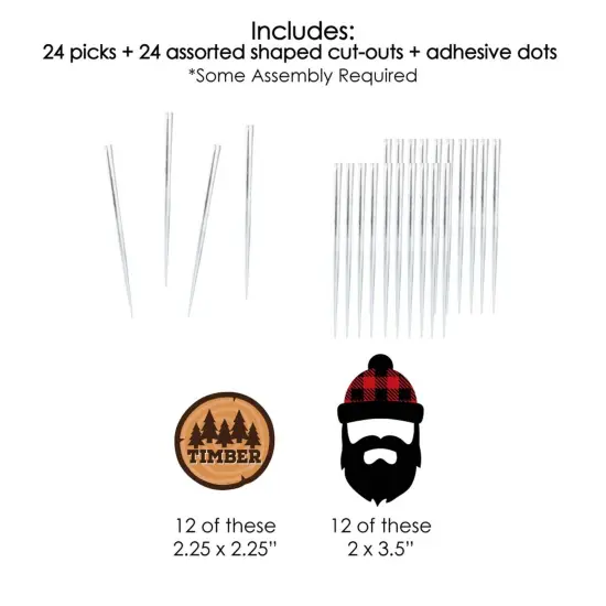 Big Dot of Happiness Lumberjack - Channel the Flannel - Dessert Cupcake Toppers - Buffalo Plaid Party Clear Treat Picks - Set of 24 {7}