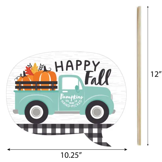 Big Dot of Happiness Happy Fall Truck - Harvest Pumpkin Party Photo Booth Props Kit - 20 Count {7}