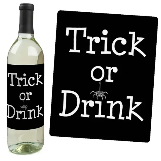 Big Dot of Happiness Trick or Treat - Halloween Party Decorations for Women and Men - Wine Bottle Label Stickers - Set of 4 {4}