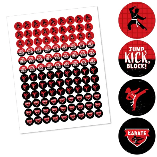 Big Dot of Happiness Karate Master - Martial Arts Birthday Party Round Candy Sticker Favors - Labels Fits Chocolate Candy (1 sheet of 108) {3}