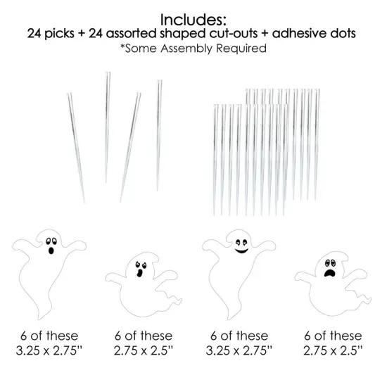 Big Dot of Happiness Spooky Ghost - Dessert Cupcake Toppers - Halloween Party Clear Treat Picks - Set of 24 {7}
