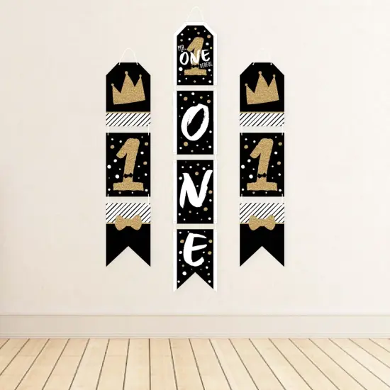Big Dot of Happiness 1st Birthday Little Mr. Onederful - Hanging Vertical Paper Door Banners - Boy First Birthday Wall Decor Kit- Indoor Door Decor {4}