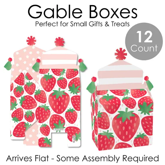 Big Dot of Happiness Berry Sweet Strawberry - Treat Box Party Favors - Fruit Themed Birthday Party or Baby Shower Goodie Gable Boxes - Set of 12 {7}