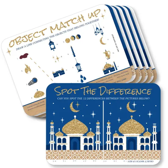 Big Dot of Happiness Ramadan - 2-in-1 Eid Mubarak Party Cards - Activity Duo Games - Set of 20 {1}