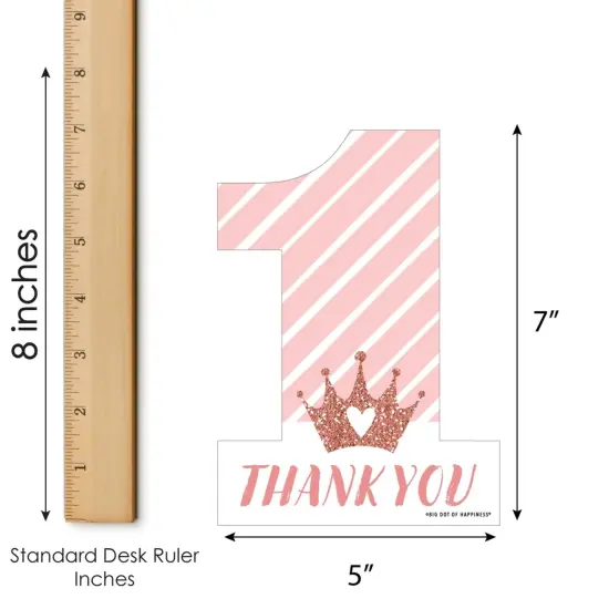 Big Dot of Happiness 1st Birthday Little Miss Onederful - Shaped Thank You Cards - Girl First Birthday Party Note Cards with Envelopes - Set of 12 {7}