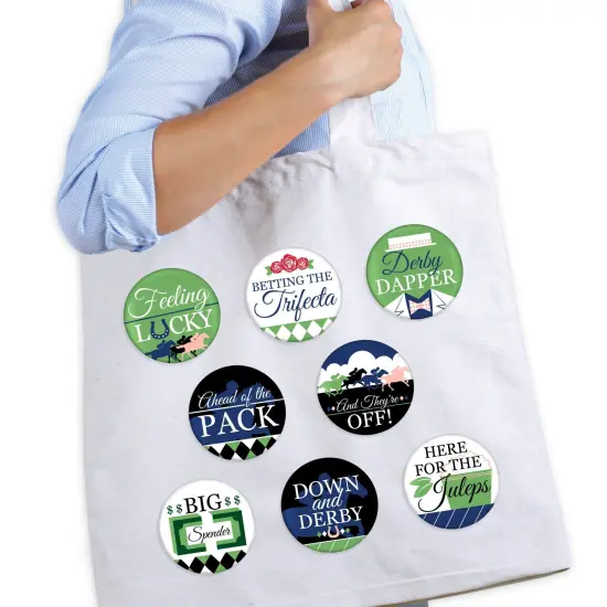 Big Dot of Happiness Kentucky Horse Derby - 3 inch Horse Race Party Badge - Pinback Buttons - Set of 8 {3}