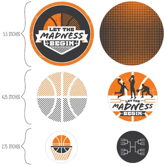 Big Dot of Happiness Basketball - Let the Madness Begin - College Basketball Party Giant Circle Confetti - Party Decorations - Large Confetti 27 Count {3}