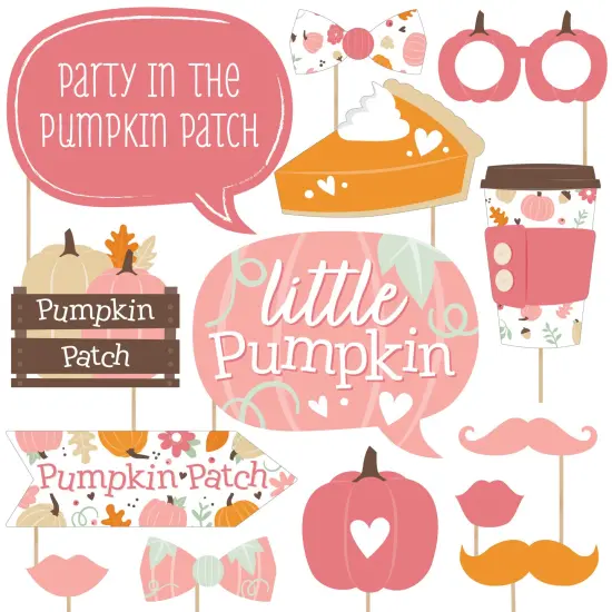 Big Dot of Happiness Girl Little Pumpkin - Fall Birthday Party or Baby Shower Photo Booth Props Kit - 20 Count {1}