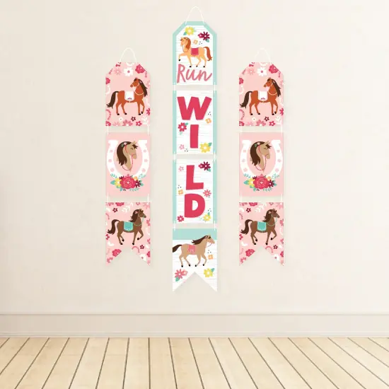 Big Dot of Happiness Run Wild Horses - Hanging Vertical Paper Door Banners - Pony Birthday Party Wall Decoration Kit - Indoor Door Decor {4}