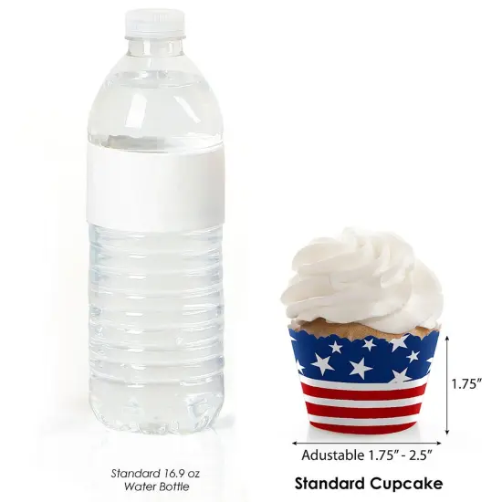 Big Dot of Happiness Stars and Stripes - Memorial Day, 4th of July, & Labor Day USA Patriotic Party Cupcake Decor - Party Cupcake Wrappers - Set of 12 {4}