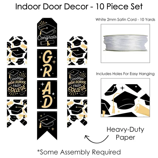 Big Dot of Happiness Goodbye High School, Hello College - Hanging Vertical Paper Door Banners Graduation Party Wall Decoration Kit - Indoor Door Decor {6}