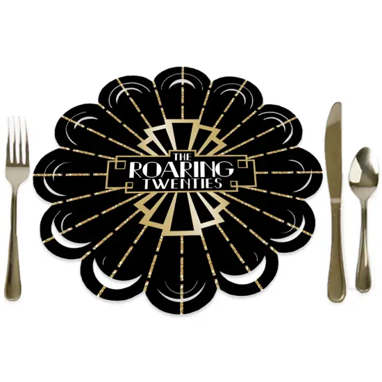 Big Dot of Happiness Roaring 20&rsquo;s - 1920s Art Deco Jazz Party Round Table Decorations - Paper Chargers - Place Setting For 12 {1}